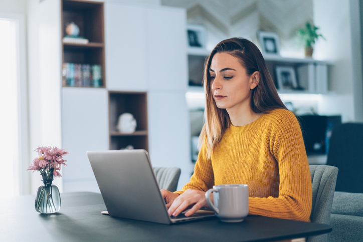 Woman working on laptop