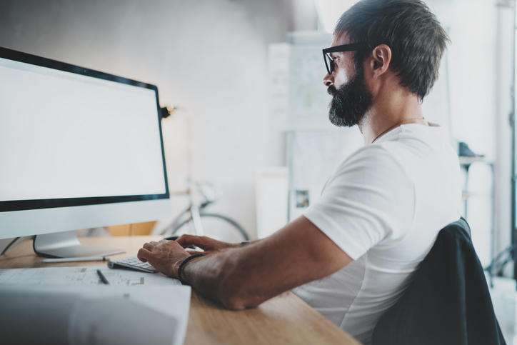 Man working on a computer